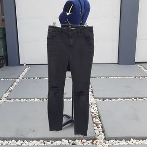 Madewell Distressed Black High Rise Skinny Jeans